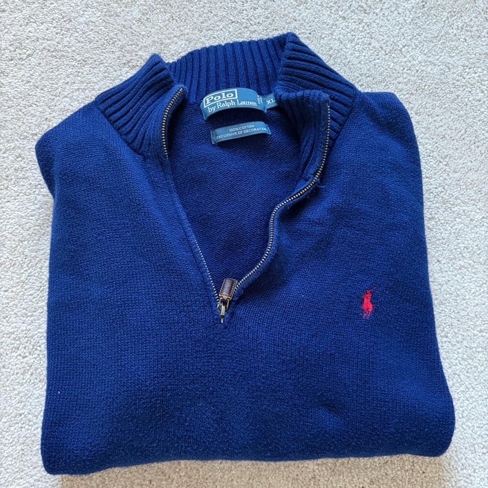 Polo by Ralph Lauren Men's Navy Zip-Up Sweater XL